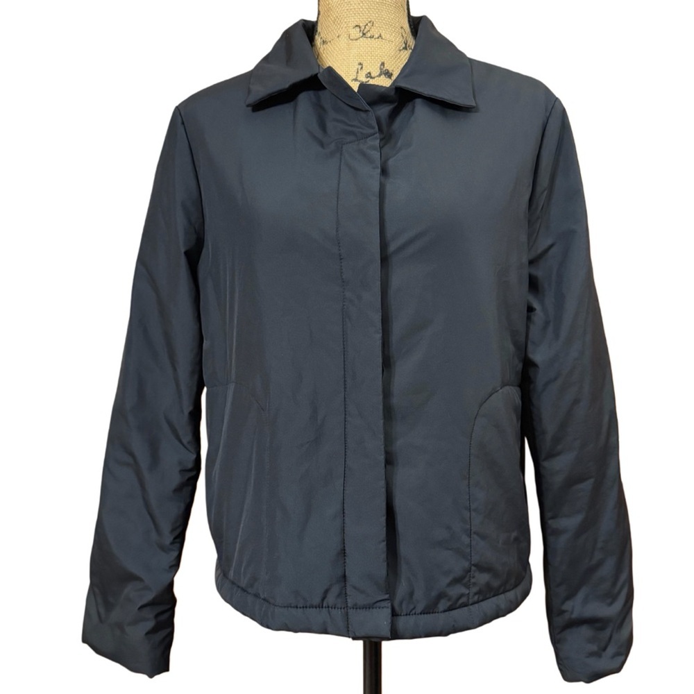 Vintage 1999 GAP Lightweight Black Puffer Button Up Jacket